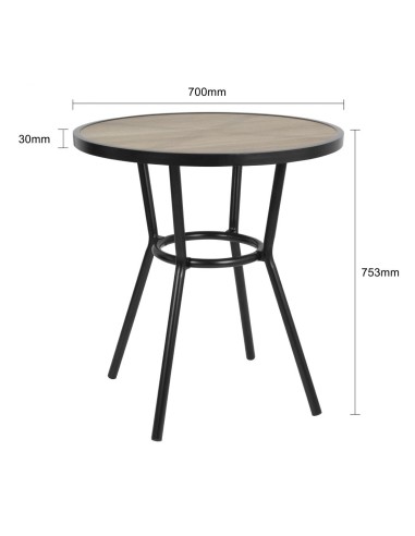 Table ronde Marston Bolero noire 700mm - Aluminium & verre