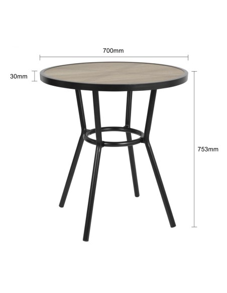 Table ronde Marston Bolero noire 700mm - Aluminium & verre