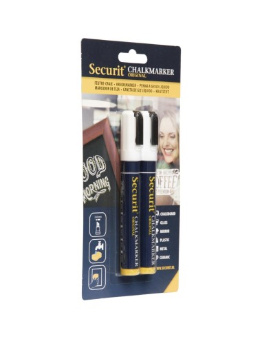 Marqueurs craie liquide Securit blancs 2-6 mm - lot de 2