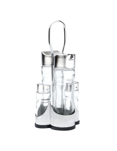 Ménagère 4 pièces Comas - Support inox et verre