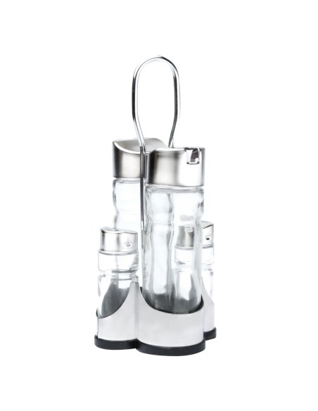 Ménagère 4 pièces Comas - Support inox et verre