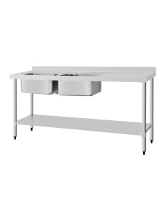 Plonge double bac inox Vogue 1800 mm - Évier professionnel