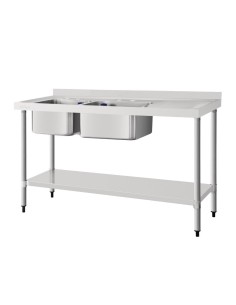 Plonge double bac inox Vogue 1500mm - Évier professionnel