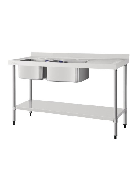 Plonge double bac inox Vogue 1500mm - Évier professionnel