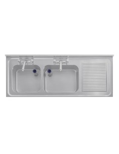 Plonge double bac inox Vogue 1500mm - Évier professionnel 2