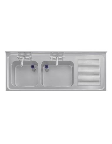Plonge double bac inox Vogue 1500mm - Évier professionnel