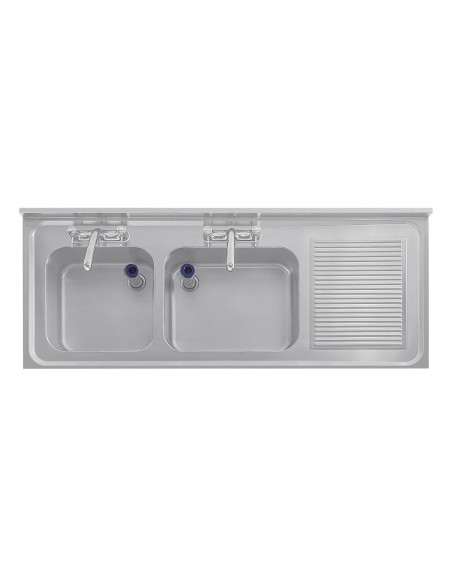 Plonge double bac inox Vogue 1500mm - Évier professionnel