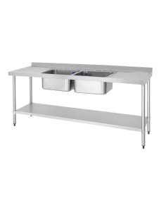 Plonge double bac Vogue 2100 mm - Inox 304
