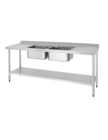 Plonge double bac Vogue 2100 mm - Inox 304