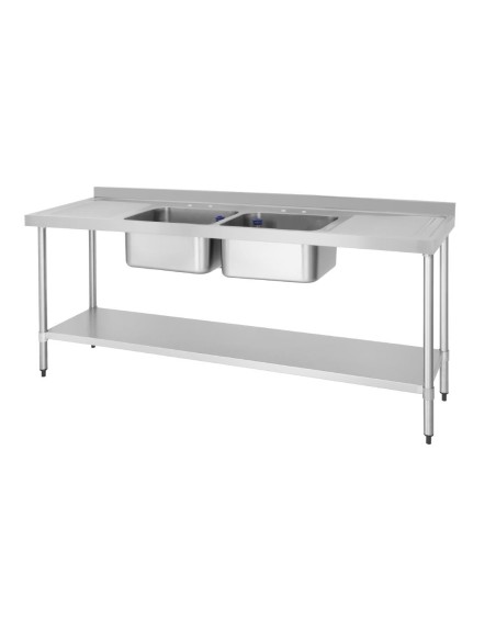 Plonge double bac Vogue 2100 mm - Inox 304