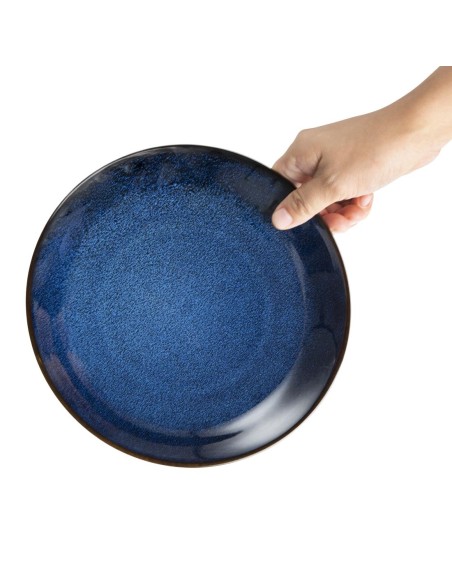 Assiettes creuses Olympia Luna 205 mm bleu nuit - lot de 4