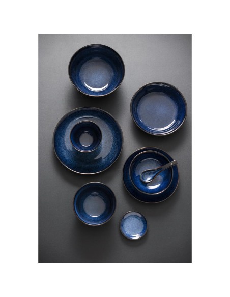 Assiettes creuses Olympia Luna bleu nuit 255 mm - lot de 4