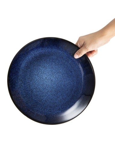 Assiettes creuses Olympia Luna bleu nuit 255 mm - lot de 4