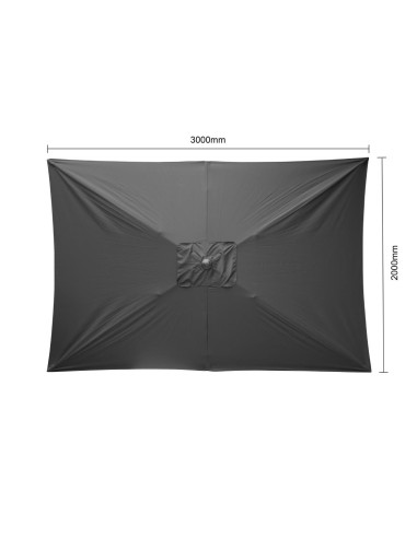 Parasol rectangulaire Bolero Seville 2x3m noir - 245 g/m²