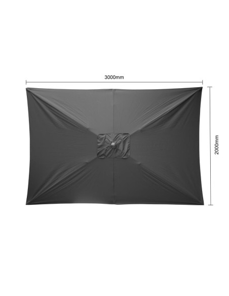 Parasol rectangulaire Bolero Seville 2x3m noir - 245 g/m²