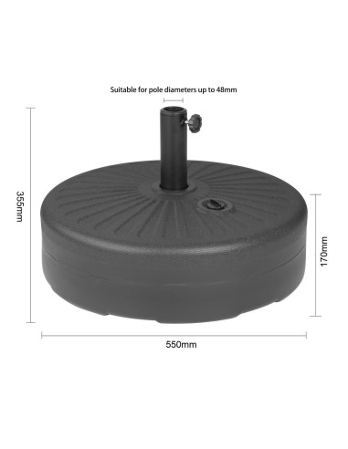Pied de parasol noir Bolero 40L - Plastique robuste