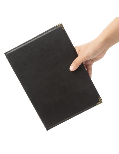 Protège-menus Olympia A5 noir - Simili cuir