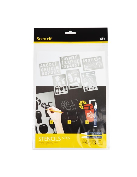 Kit de pochoirs Securit - 5 pièces, lettres et chiffres