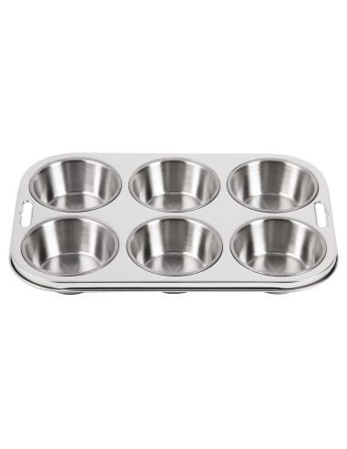 Plaque 6 moules à muffins profonds Vogue - Inox 18/0