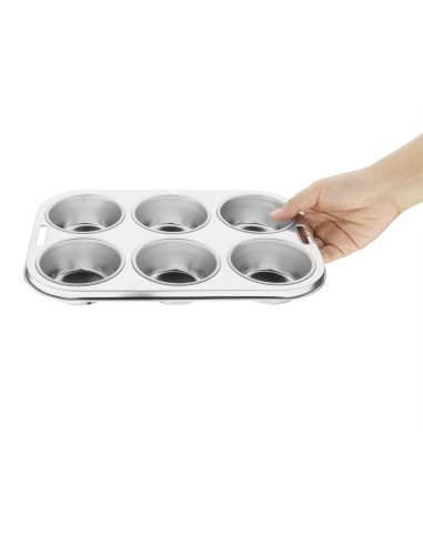 Plaque 6 moules à muffins profonds Vogue - Inox 18/0