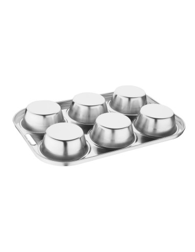 Plaque 6 moules à muffins profonds Vogue - Inox 18/0
