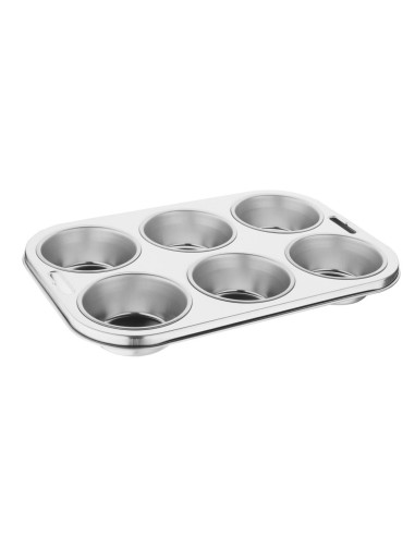 Plaque 6 moules à muffins profonds Vogue - Inox 18/0