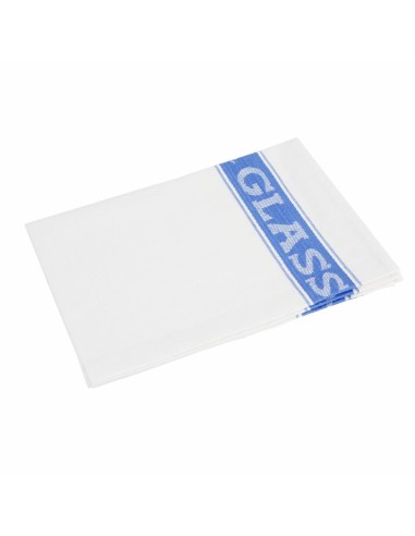 Essuie-verres Vogue bleus - chiffon lin/coton 76x51 cm