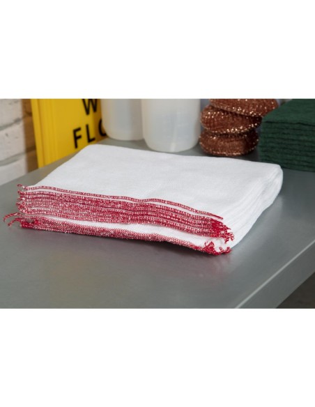 Lavettes blanchies Jantex rouge - Lot de 10