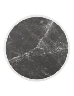 Plateau de table extérieur rond en verre trempé Bolero effet granit foncé bord blanc 580mm 2