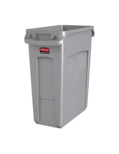 Collecteur Slim Jim Rubbermaid 60L gris avec évents
