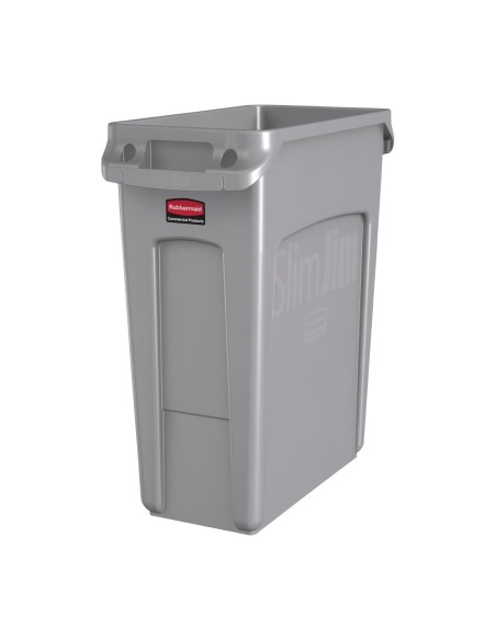 Collecteur Slim Jim Rubbermaid 60L gris avec évents