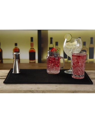Tapis de bar en caoutchouc noir 450x300 mm - Olympia
