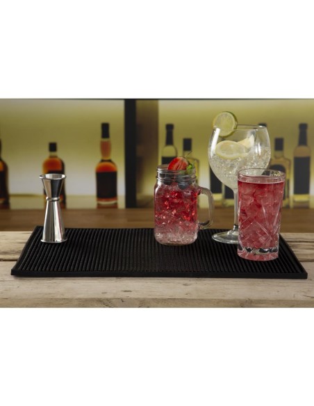 Tapis de bar en caoutchouc noir 450x300 mm - Olympia
