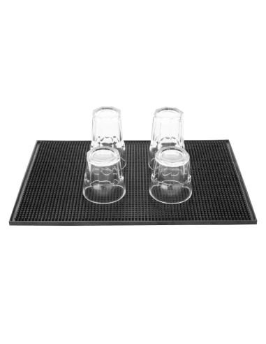 Tapis de bar en caoutchouc noir 450x300 mm - Olympia
