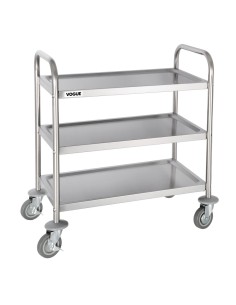 Chariot de débarrassage inox 3 niveaux Vogue - 128 kg