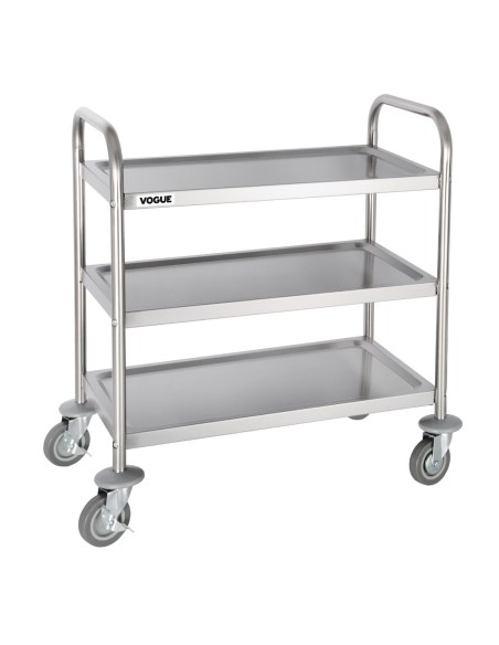 Chariot de débarrassage inox 3 niveaux Vogue - 128 kg