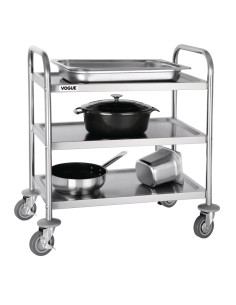 Chariot de débarrassage inox 3 niveaux Vogue - 128 kg 2