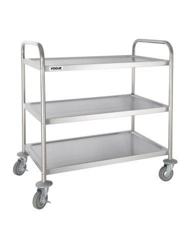 Grand chariot de débarrassage inox Vogue 3 niveaux - 128 kg