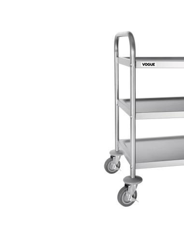 Chariot de débarrassage inox 3 niveaux Vogue - 128 kg