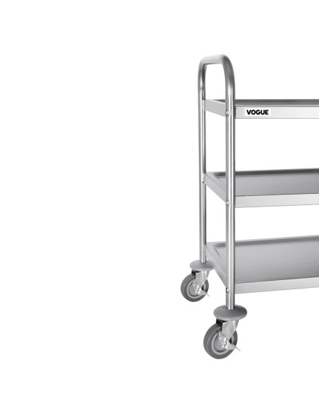 Chariot de débarrassage inox 3 niveaux Vogue - 128 kg