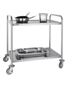 Grand chariot de débarrassage inox Vogue 2 niveaux 2