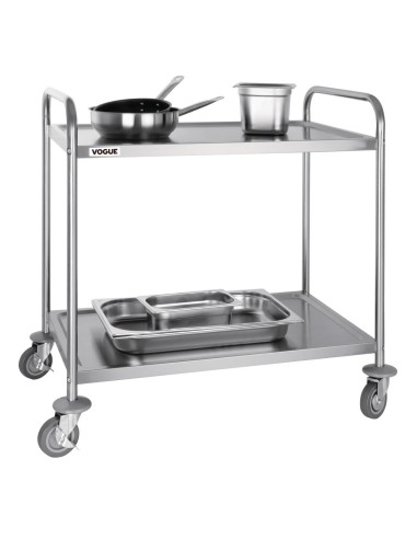 Grand chariot de débarrassage inox Vogue 2 niveaux