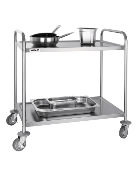 Grand chariot de débarrassage inox Vogue 2 niveaux