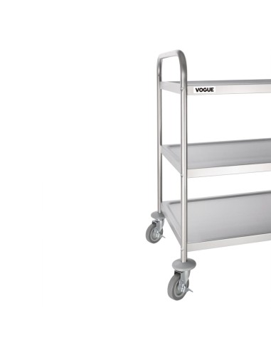 Grand chariot de débarrassage inox Vogue 3 niveaux - 128 kg