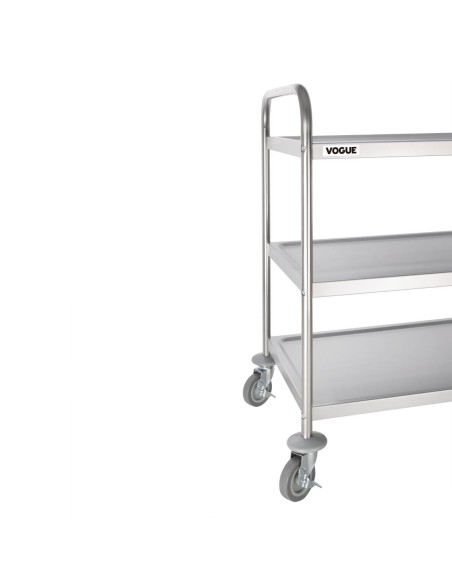 Grand chariot de débarrassage inox Vogue 3 niveaux - 128 kg