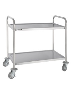 Chariot de débarrassage Vogue 2 niveaux inox - 128 kg