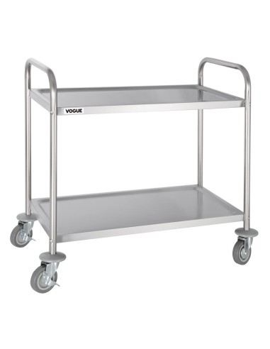 Chariot de débarrassage Vogue 2 niveaux inox - 128 kg