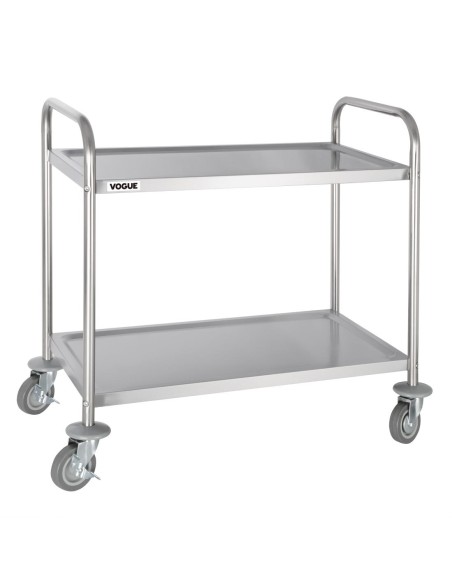 Chariot de débarrassage Vogue 2 niveaux inox - 128 kg