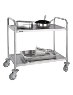 Chariot de débarrassage Vogue 2 niveaux inox - 128 kg 2