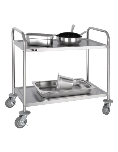 Chariot de débarrassage Vogue 2 niveaux inox - 128 kg